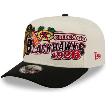 Gorra curva beige y negra snapback 9FIFTY A Frame Classic de Chicago Blackhawks NHL de New Era