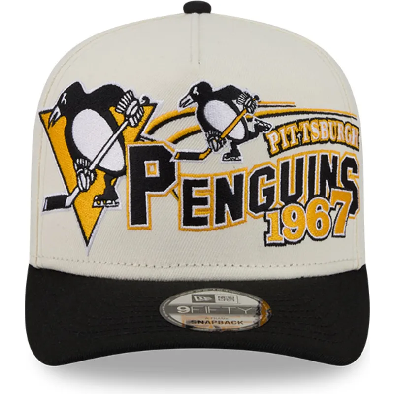 cappellino-visiera-curva-beige-snapback-9fifty-a-frame-classic-di-pittsburgh-penguins-nhl-di-new-era
