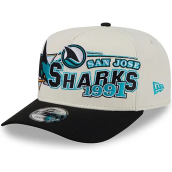 Cappellino visiera curva beige e nero snapback 9FIFTY A Frame Classic di San Jose Sharks NHL di New Era