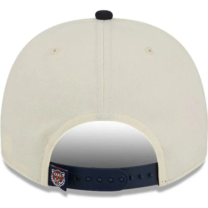 cappellino-curvo-beige-e-blu-marino-snapback-9fifty-a-frame-classic-di-detroit-tigers-mlb-di-new-era