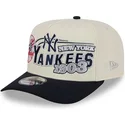 new-era-curved-brim-9fifty-a-frame-classic-new-york-yankees-mlb-beige-and-navy-blue-snapback-cap