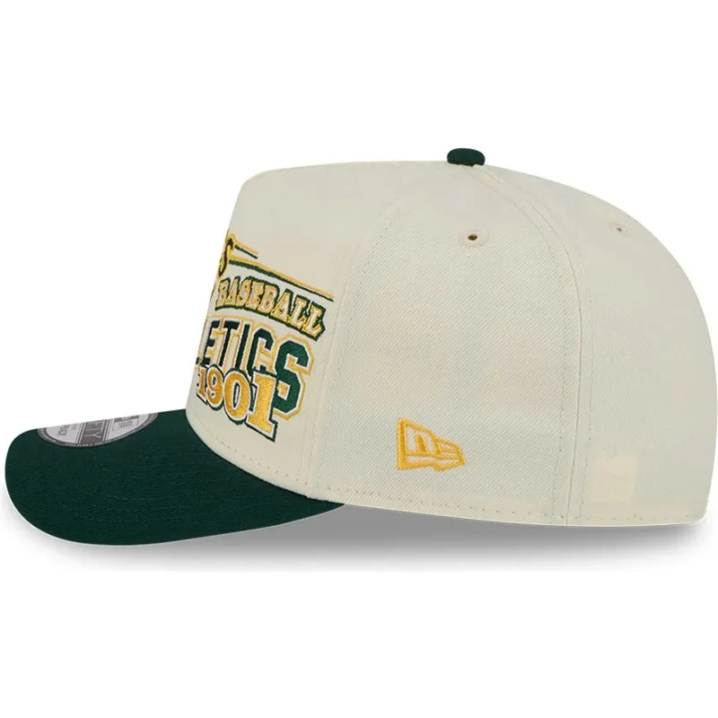 beige-und-grune-gebogene-snapback-kappe-9fifty-a-frame-classic-von-oakland-athletics-mlb-von-new-era