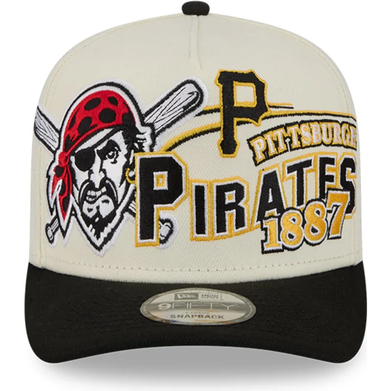 cappellino-curvo-beige-e-nero-snapback-9fifty-a-frame-classic-di-pittsburgh-pirates-mlb-di-new-era