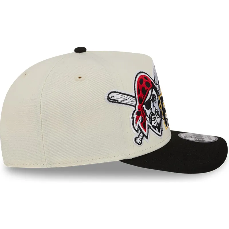 beige-und-schwarze-gebogene-snapback-kappe-9fifty-a-frame-classic-der-pittsburgh-pirates-mlb-von-new-era