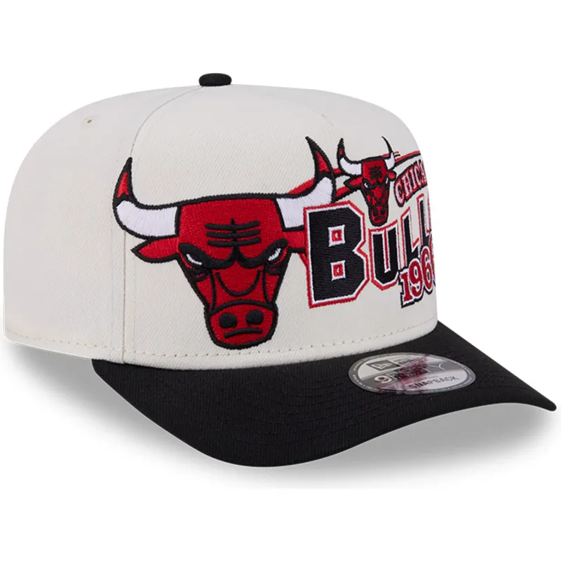 beige-och-svart-bojd-keps-snapback-9fifty-a-frame-classic-fran-chicago-bulls-nba-av-new-era