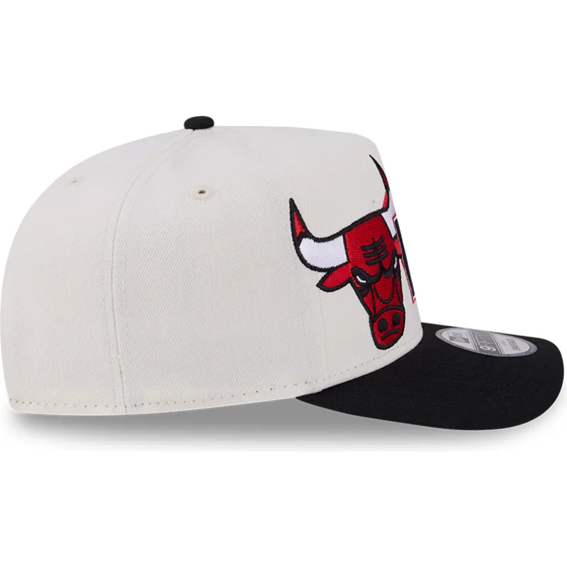 new-era-curved-brim-9fifty-a-frame-classic-chicago-bulls-nba-beige-and-black-snapback-cap