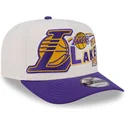 casquette-courbee-beige-et-violette-snapback-9fifty-a-frame-classic-los-angeles-lakers-nba-new-era