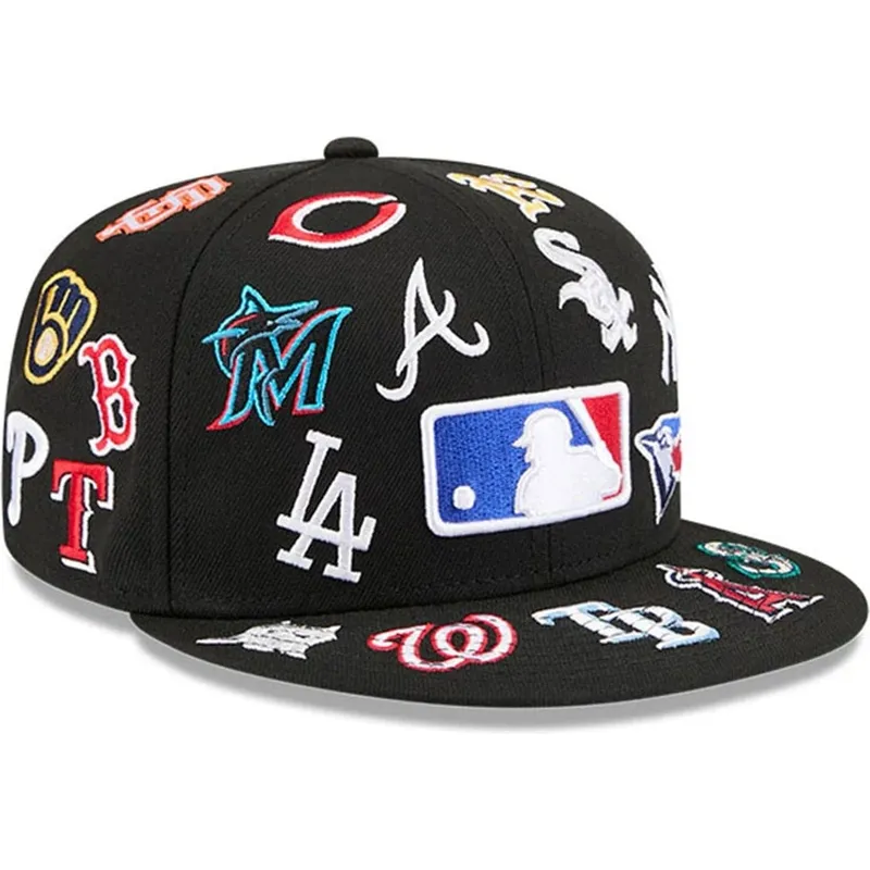 casquette-plate-noire-ajustee-59fifty-all-over-mlb-new-era