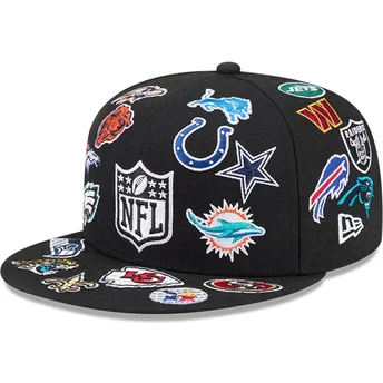 Șepci plată negru ajustat 59FIFTY All Over de NFL de New Era