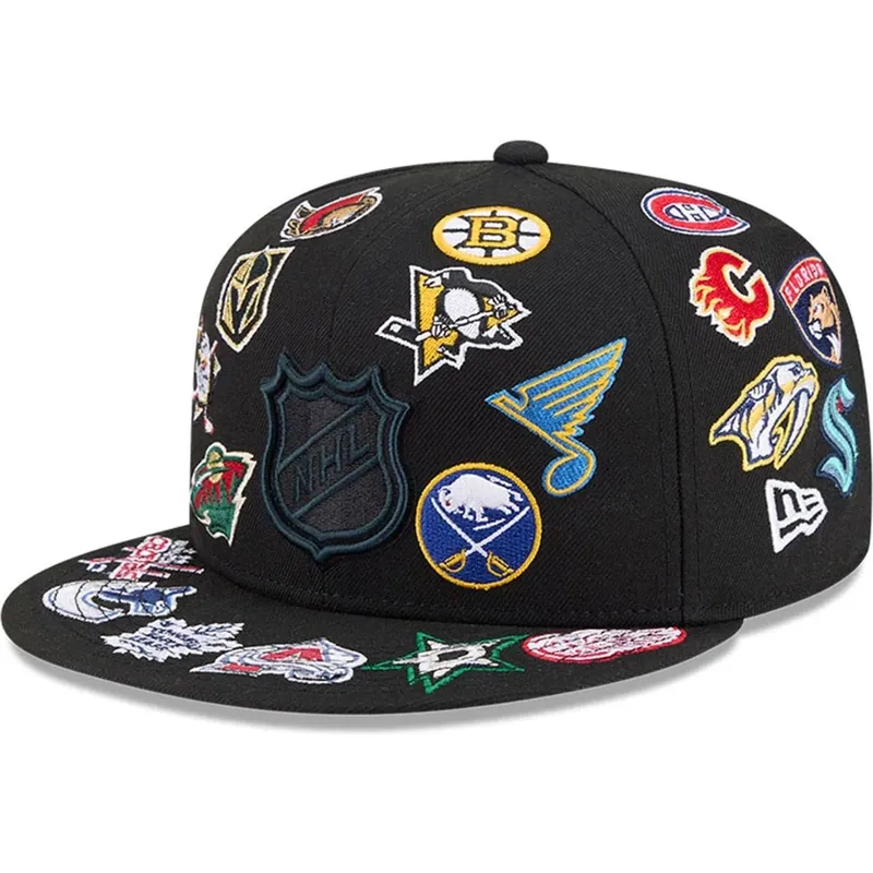 cappello-piatto-nero-aderente-59fifty-all-over-di-nhl-di-new-era