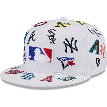 New Era Flat Brim 59FIFTY All Over MLB White Fitted Cap