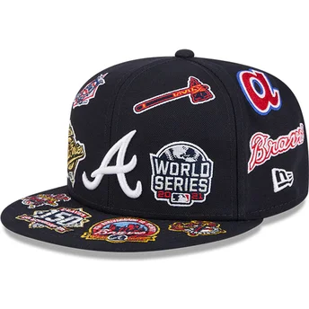 Șepci plată negru fitted 59FIFTY All Over de Atlanta Braves MLB de New Era