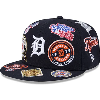 Cap plată navy blue ajustada 59FIFTY All Over de Detroit Tigers MLB de New Era