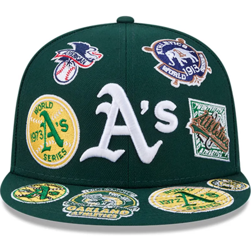cappello-piatto-verde-chiuso-59fifty-all-over-degli-oakland-athletics-mlb-di-new-era