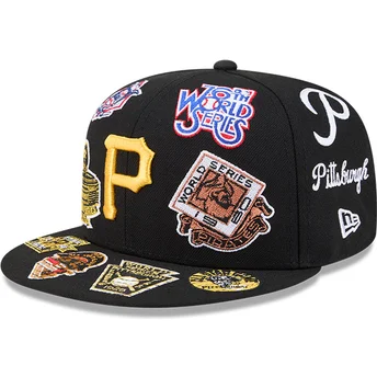 Șepci plată negru ajustat 59FIFTY All Over de Pittsburgh Pirates MLB de New Era