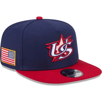Marinblå och röd platt snapback-keps 9FIFTY A Frame USA 2026 World Baseball Classic från New Era