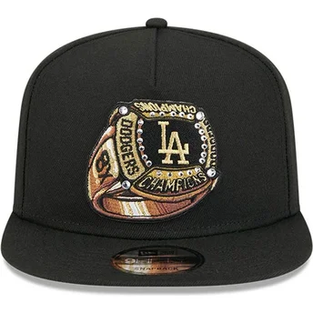 Șepci plată negru snapback 9FIFTY A Frame Ring de Los Angeles Dodgers MLB de New Era