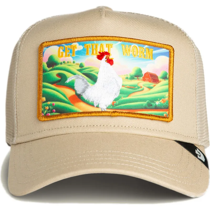 czapka-trucker-bezowa-kogut-get-that-worm-greener-grass-the-farm-od-goorin-bros
