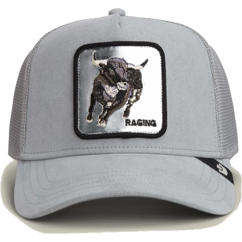 casquette-trucker-grise-bull-raging-silver-bull-metallic-the-farm-goorin-bros