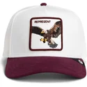 casquette-trucker-blanche-et-grenat-aigle-represent-microsuede-eagle-the-farm-goorin-bros