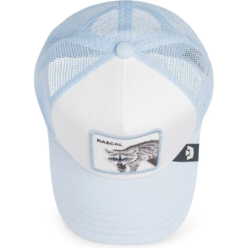 ljusbla-trucker-keps-for-barn-tvattbjorn-rascal-raccoon-mini-the-farm-fran-goorin-bros