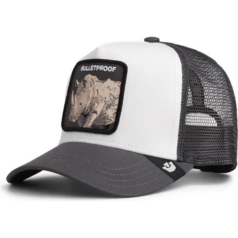 Casquette trucker blanche et grise rhinocéros Bulletproof...