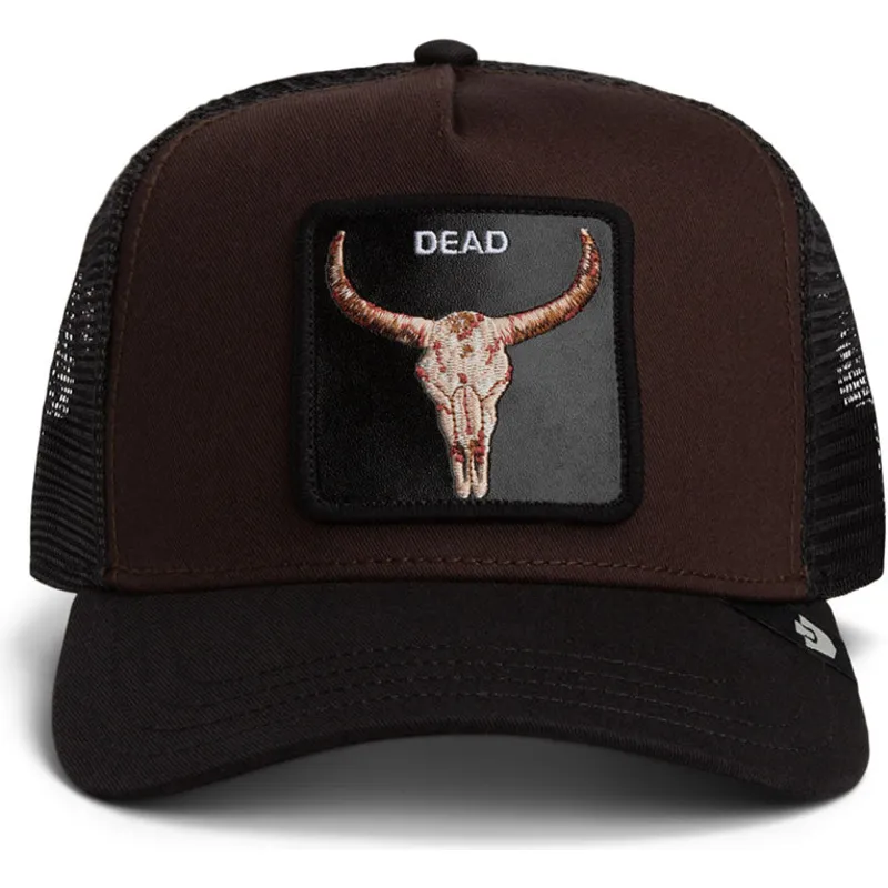 casquette-trucker-marron-et-noire-crane-dead-skull-the-farm-goorin-bros