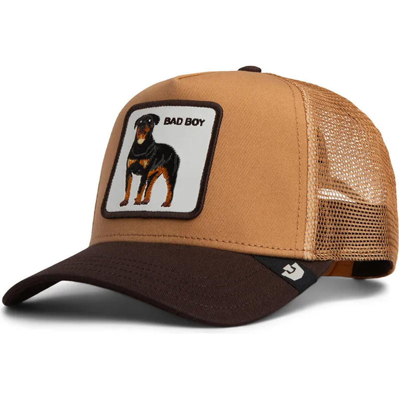 braune-trucker-kappe-fur-jungen-hund-rottweiler-bad-boy-mini-the-farm-von-goorin-bros