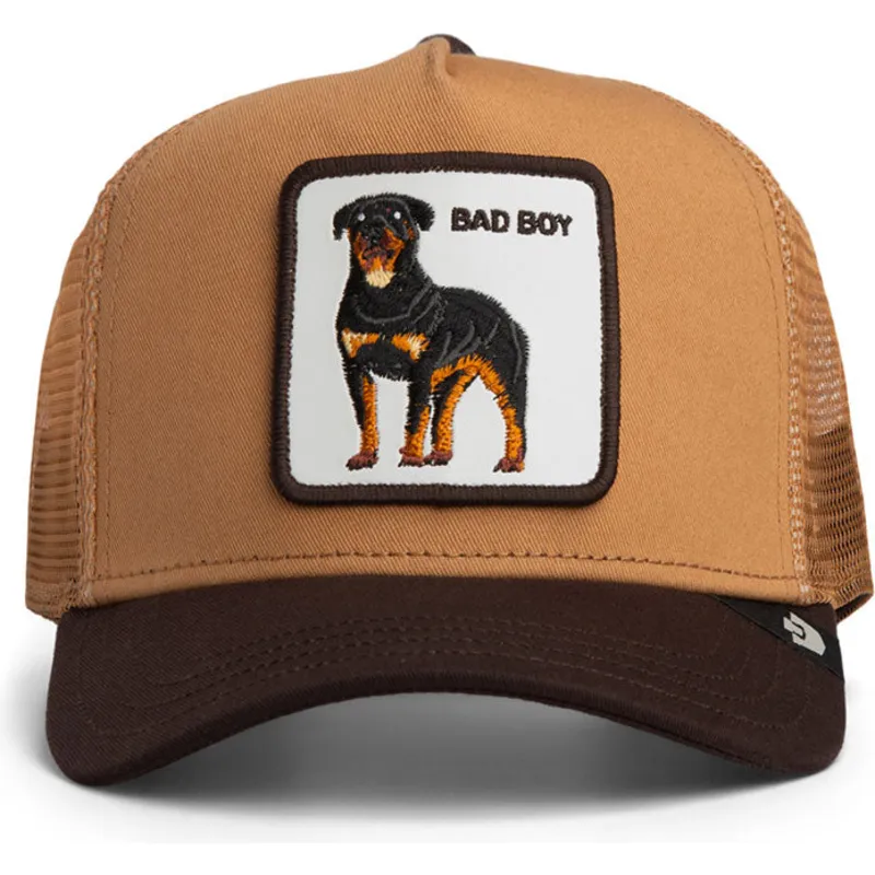 cappellino-trucker-marrone-per-bambino-cane-rottweiler-bad-boy-mini-the-farm-di-goorin-bros