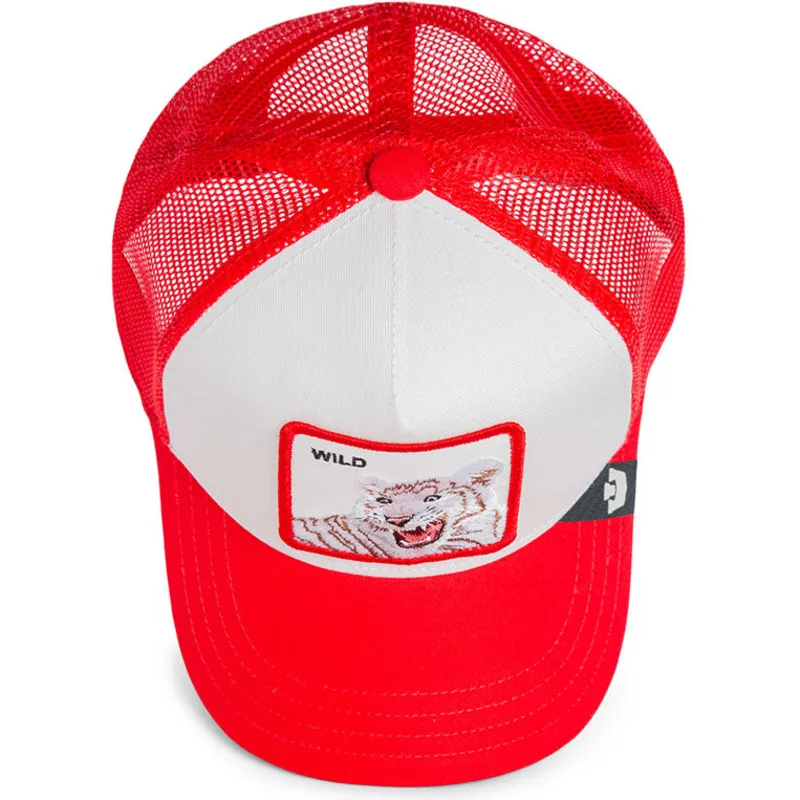 cappellino-trucker-bianco-e-rosso-per-bambino-tigre-rush-wild-the-farm-di-goorin-bros