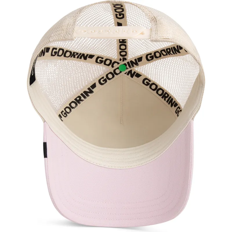 casquette-trucker-beige-et-rose-crane-the-cancelled-skull-whisper-the-farm-goorin-bros