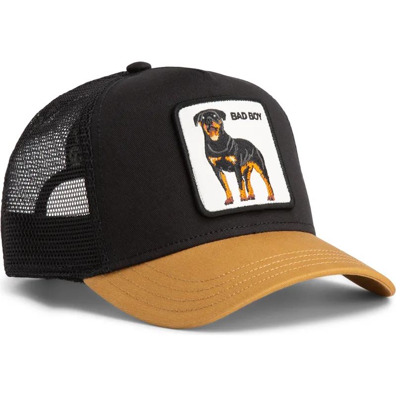 czapka-trucker-czarna-i-brazowa-pies-rottweiler-bad-boy-the-farm-od-goorin-bros