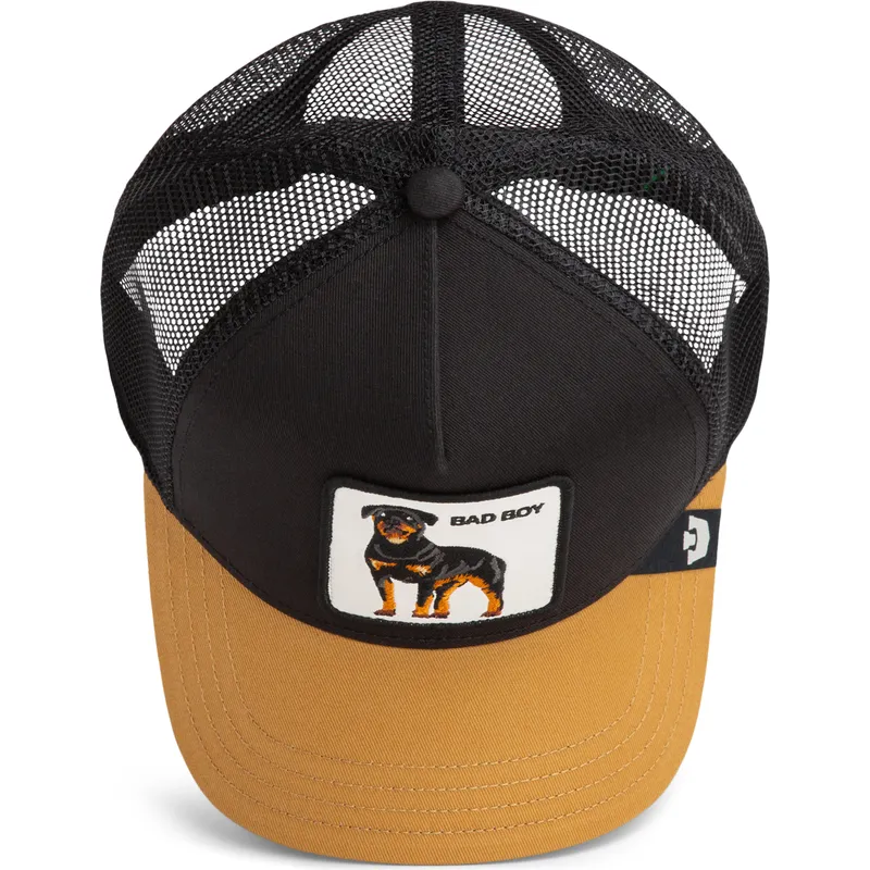 casquette-trucker-noire-et-marron-chien-rottweiler-bad-boy-the-farm-goorin-bros