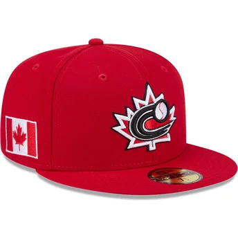 Cappello piatto rosso aderente 59FIFTY Canada 2026 World Baseball Classic di New Era