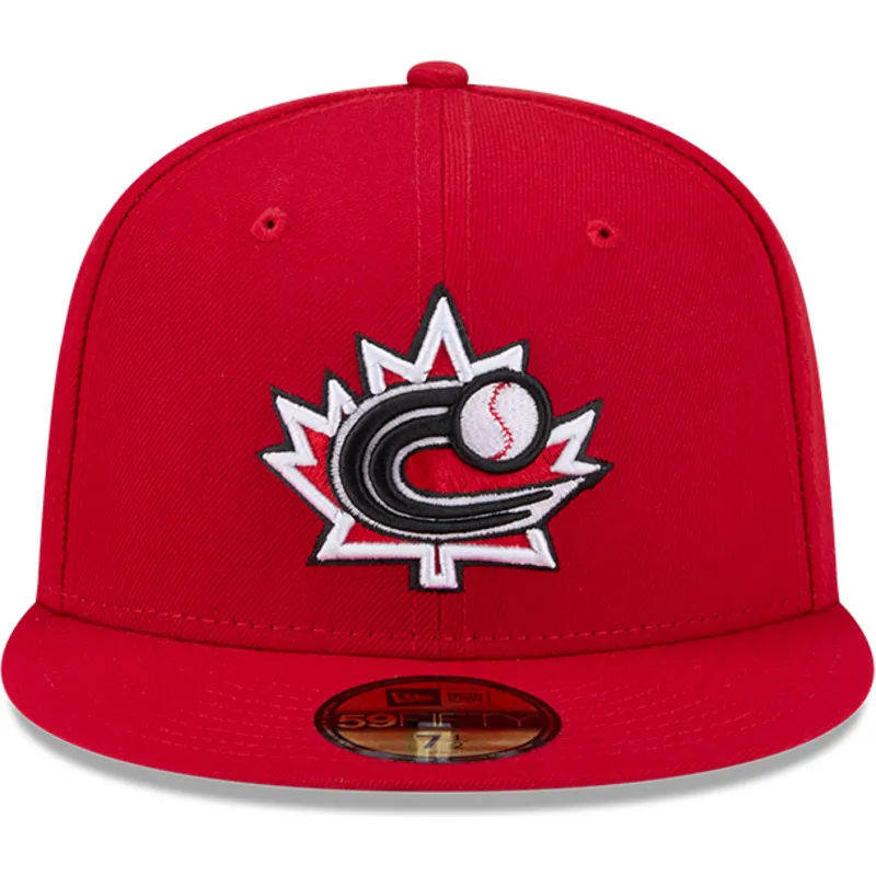 czerwona-dopasowana-czapka-z-plaskim-daszkiem-59fifty-canada-2026-world-baseball-classic-new-era