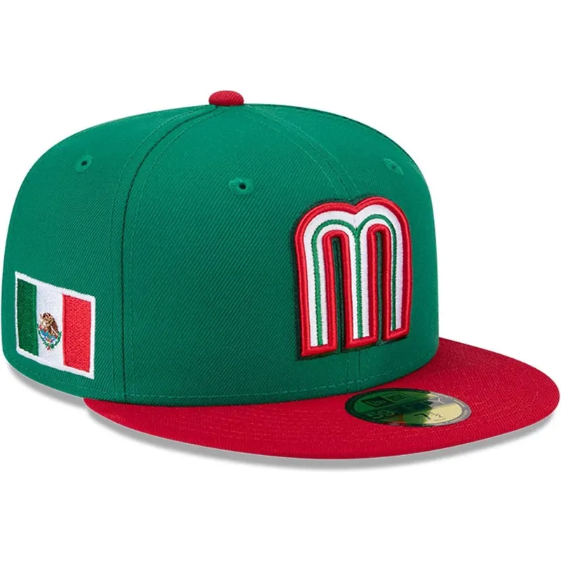 cappello-piatto-verde-chiuso-59fifty-mexico-2026-world-baseball-classic-di-new-era