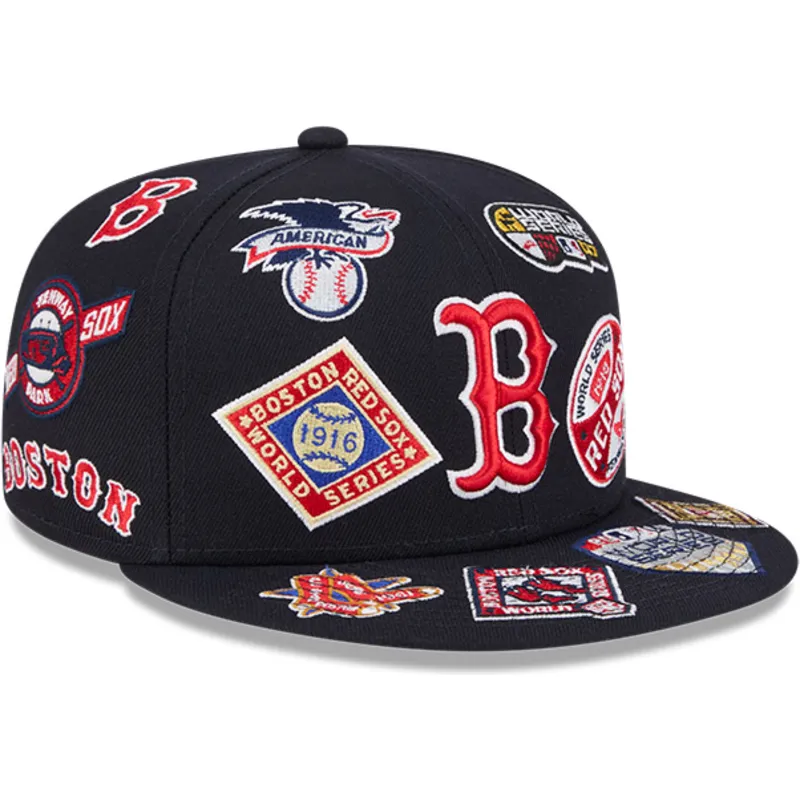 marineblaue-anliegende-59fifty-all-over-flat-cap-der-boston-red-sox-mlb-von-new-era