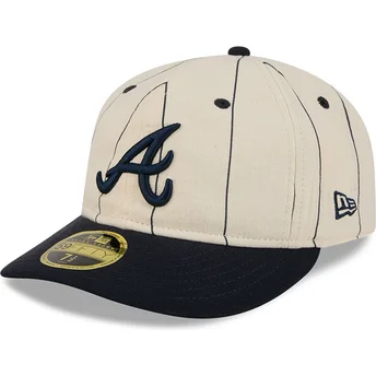 Șepci curbată bej ajustat 59FIFTY Retro Crown Linen de Atlanta Braves MLB de New Era