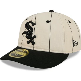 Beige platt keps justerad 59FIFTY Retro Crown Linen från Chicago White Sox MLB av New Era