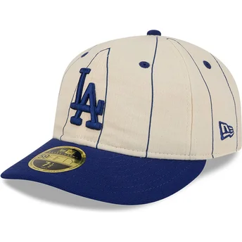 Șepci curbată bej ajustat 59FIFTY Retro Crown Linen de Los Angeles Dodgers MLB de New Era