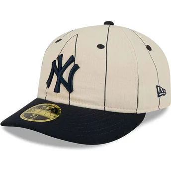 Șepci curbată bej fitted 59FIFTY Retro Crown Linen de New York Yankees MLB de New Era