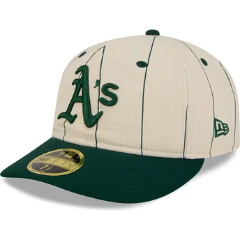 Gorra curva beige ajustada 59FIFTY Retro Crown Linen de Oakland Athletics MLB de New Era