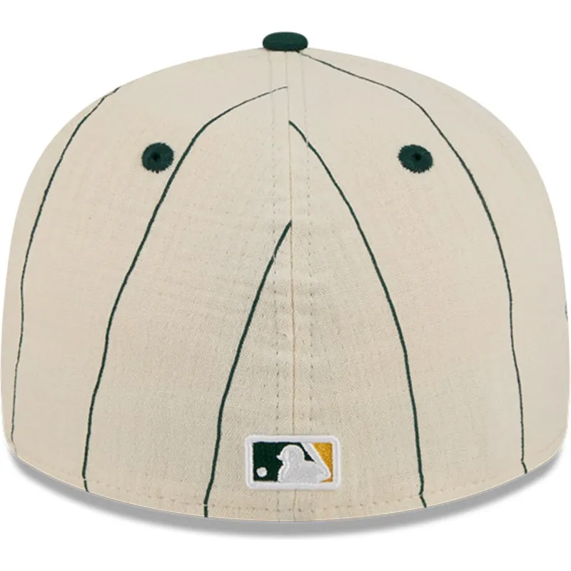 cappellino-curvo-beige-chiuso-59fifty-retro-crown-linen-di-oakland-athletics-mlb-di-new-era