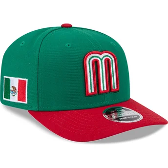 Zielono-czerwona czapka z zakrzywionym daszkiem snapback 9SEVENTY Stretch Snap Mexico 2026 World Baseball Classic New Era