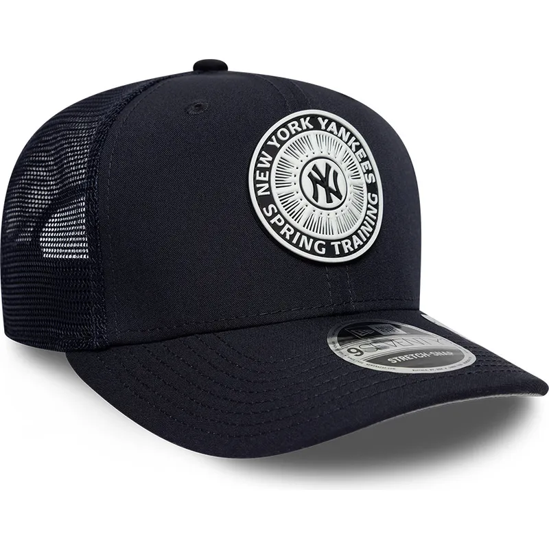 marineblaue-trucker-kappe-9seventy-stretch-snap-circle-spring-training-der-new-york-yankees-mlb-von-new-era