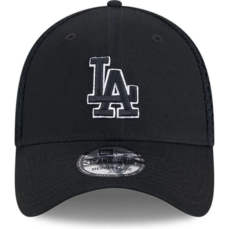 cappellino-trucker-nero-regolabile-con-logo-nero-39thirty-evergreen-neo-dei-los-angeles-dodgers-mlb-di-new-era