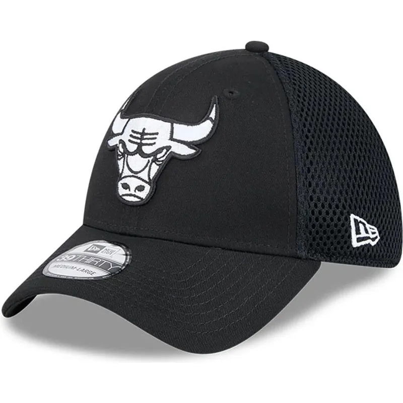 cappellino-trucker-nero-aderente-39thirty-evergreen-neo-dei-chicago-bulls-nba-di-new-era