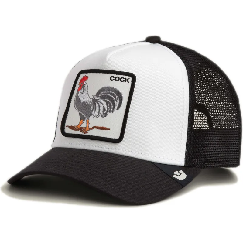gorra-trucker-blanca-y-negra-gallo-cock-rooster-the-farm-de-goorin-bros