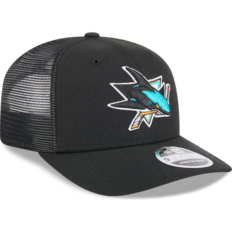 czapka-trucker-czarna-9seventy-stretch-snap-evergreen-san-jose-sharks-nhl-new-era