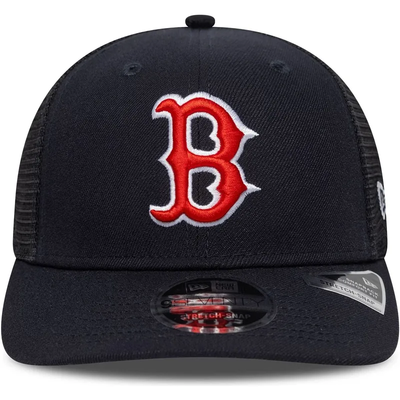 casquette-trucker-bleue-marine-9seventy-stretch-snap-evergreen-boston-red-sox-mlb-new-era